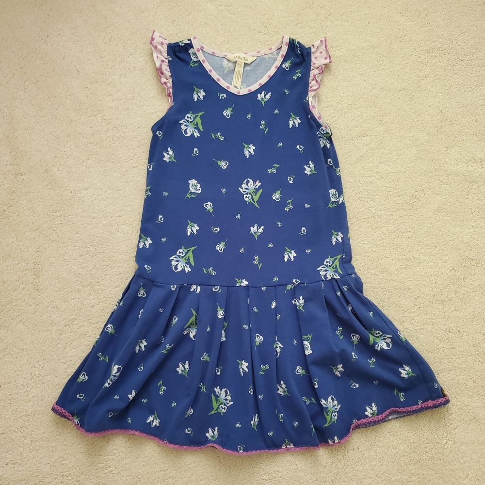 Matilda Jane Girls' Blue Floral Flutter Sleeve Photo Op Dress sz8